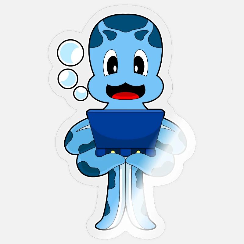 Octopus Laptop - Sticker size S (10 x 10 cm) - transparent glossy