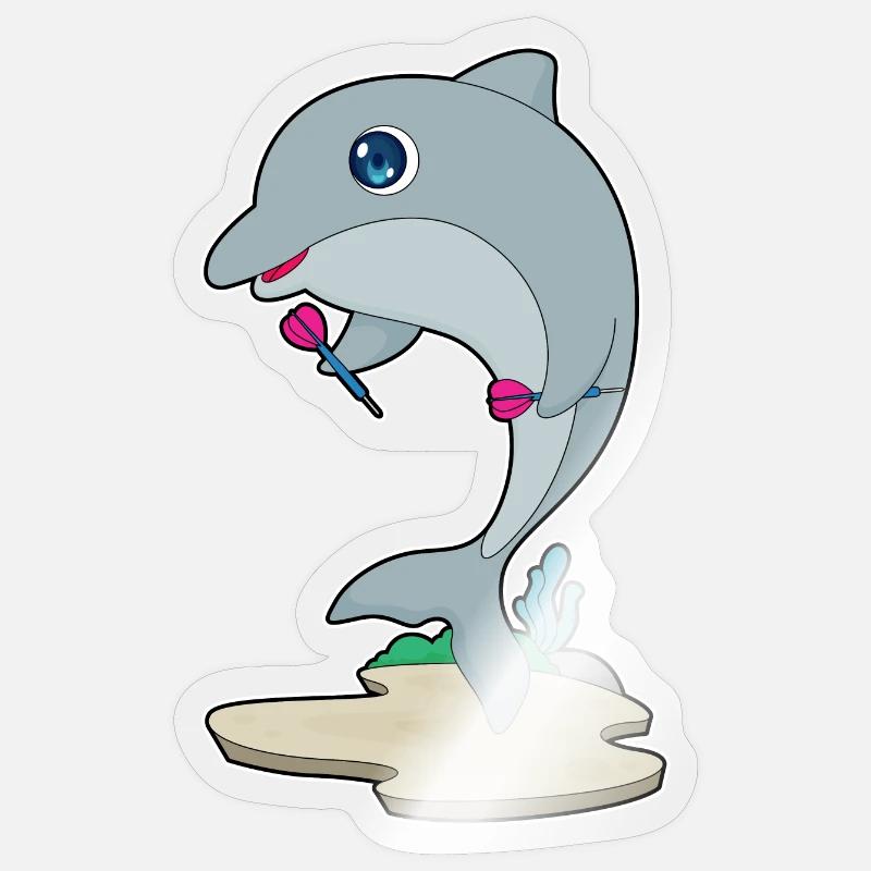 Delfin Dart Dartpfeil - Sticker Größe S (10 x 10 cm) - Transparent glänzend