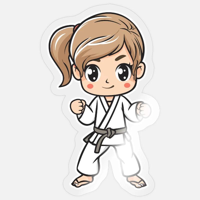 Karate Mädchen Comic Sticker Größe S (10 x 10 cm)