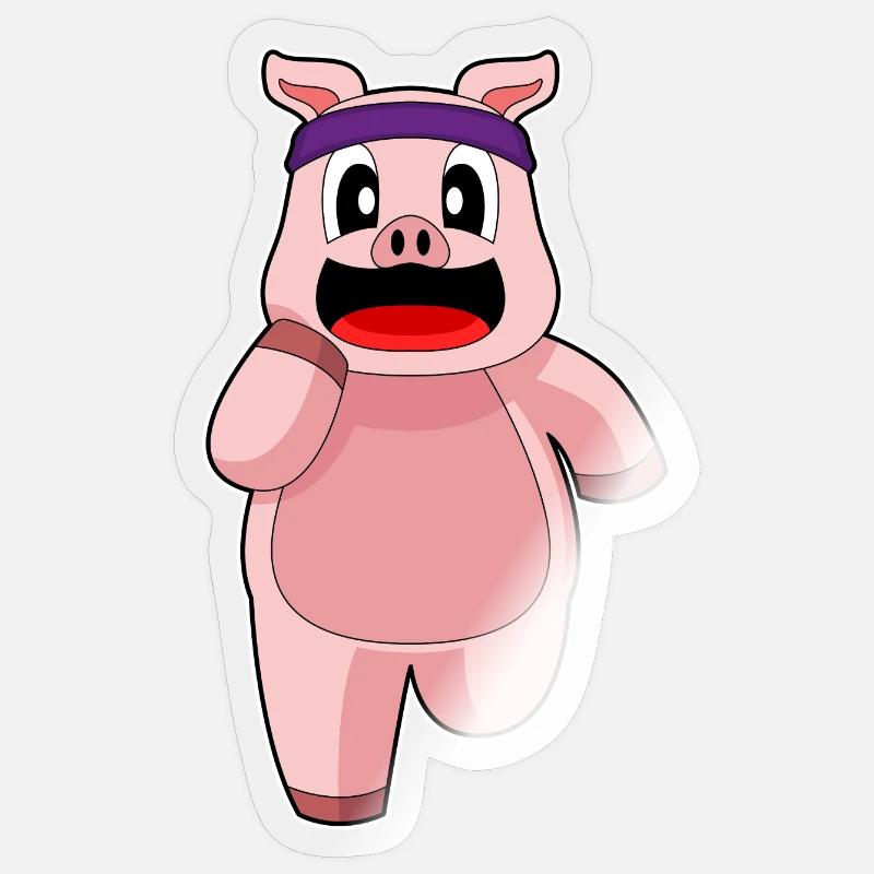 Cochon Jogger Jogging Sport - Sticker taille S (10 x 10 cm) - brillant transparent