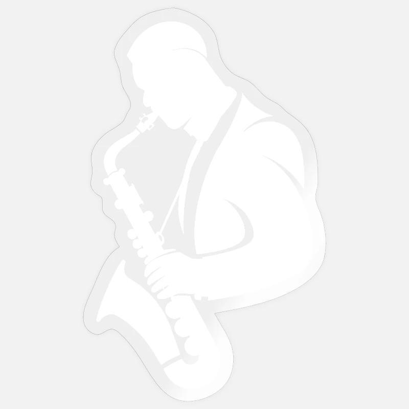 Saxophone Player Drawing - Sticker size S (10 x 10 cm) - transparent glossy