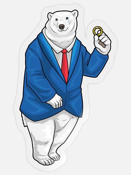 Eisbär Bräutigam Ehering Hochzeit - Sticker Größe S (10 x 10 cm) - Transparent glänzend