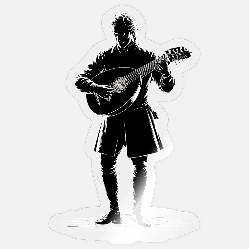 Barde médiéval avec luth Sticker taille S (10 x 10 cm)