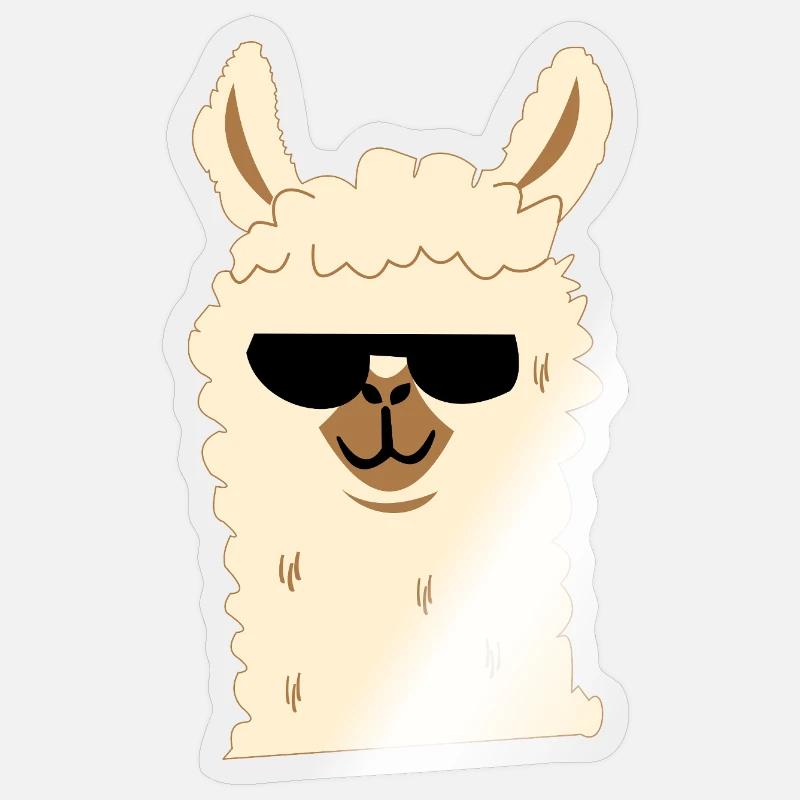 Lama avec lunettes de soleil - Sticker taille S (10 x 10 cm) - brillant transparent