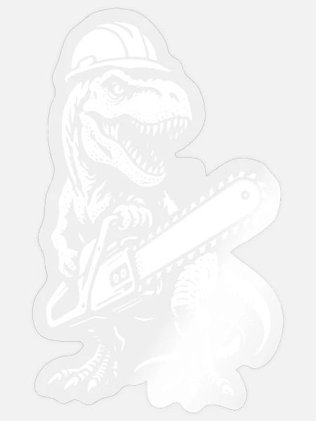 T-Rex - Tyrannosaurus - Motorsäge - Geschenk - Sticker Größe S (10 x 10 cm) - Transparent glänzend
