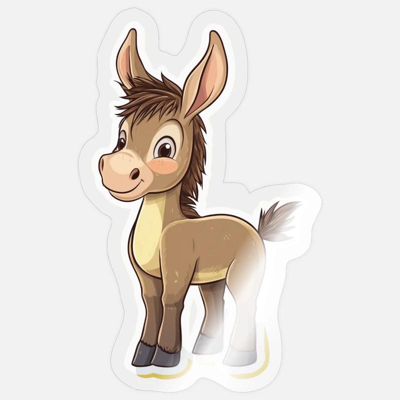 âne - Sticker taille S (10 x 10 cm) - brillant transparent