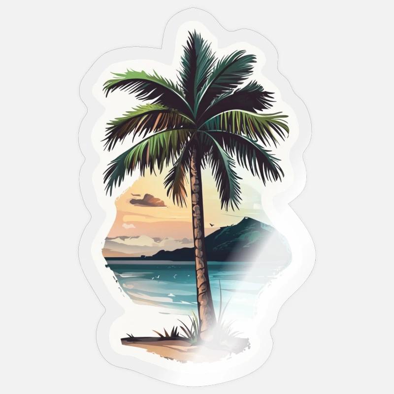 Palmier - Sticker taille S (10 x 10 cm) - brillant transparent
