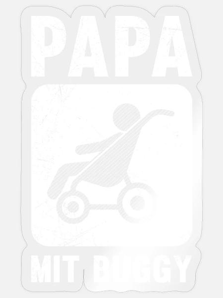 Werdender Vater PAPA MIT BUGGY Lustiges - Sticker Größe S (10 x 10 cm) - Transparent glänzend
