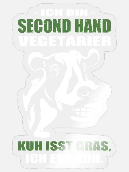 Vegetarier Kuh Isst Gras Ich Ess Kuh - Sticker Größe S (10 x 10 cm) - Transparent glänzend