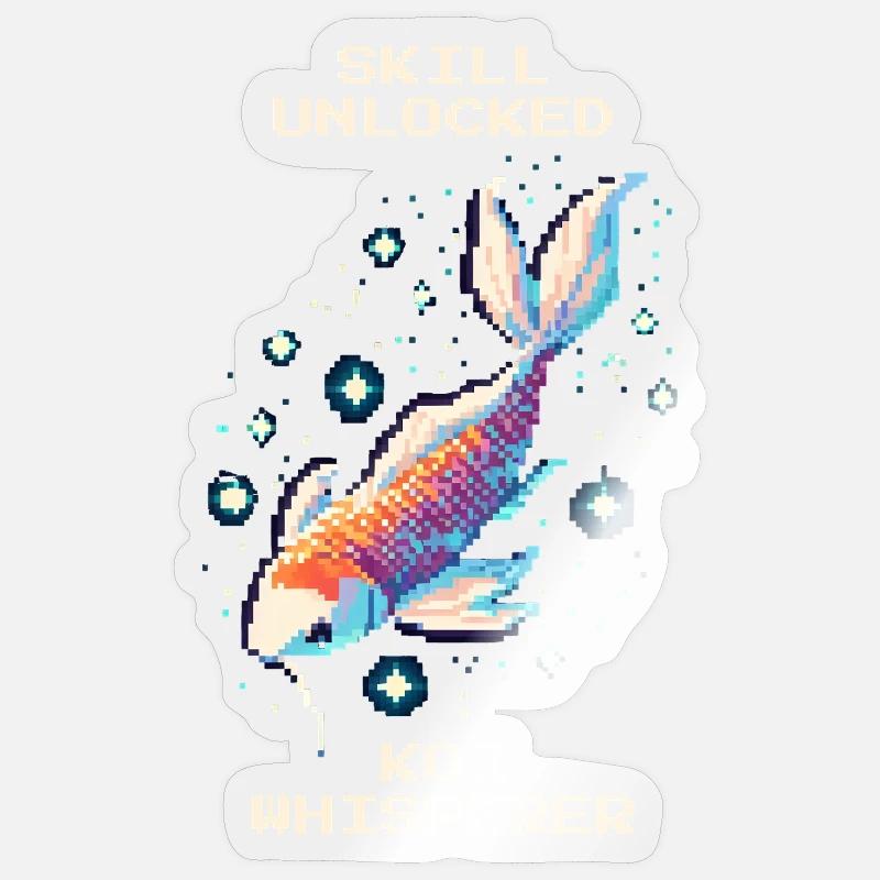 Skill freigeschaltet: Koi-Flüsterer | Koi Teich - Sticker Größe S (10 x 10 cm) - Transparent glänzend