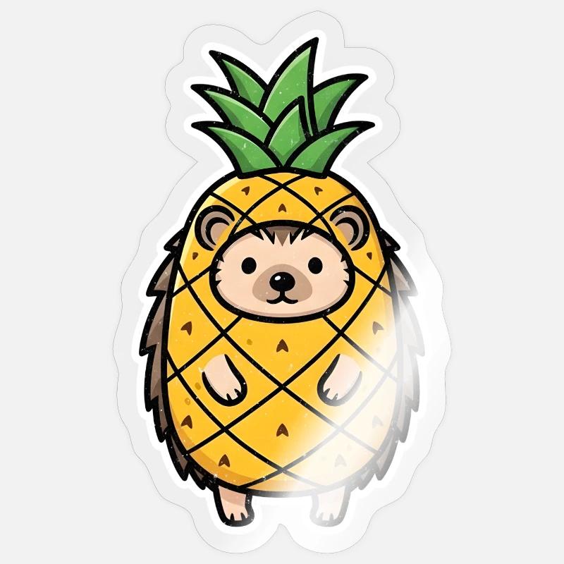 Ananas Igel Maskottchen Igel im Ananas Kostüm Sticker Größe S (10 x 10 cm)