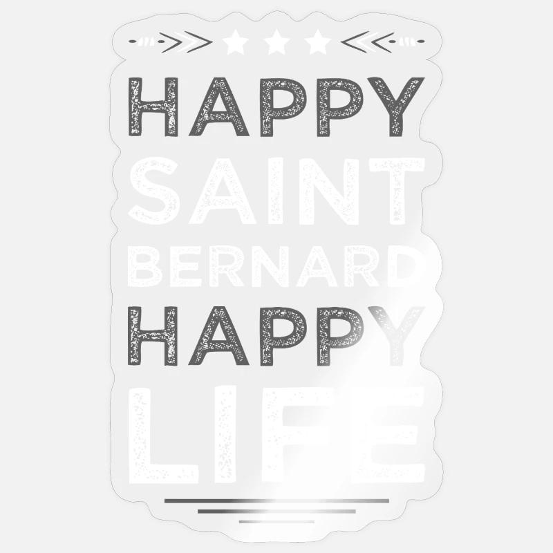 Glückliches Saint Bernard Leben - Sticker Größe S (10 x 10 cm) - Transparent glänzend