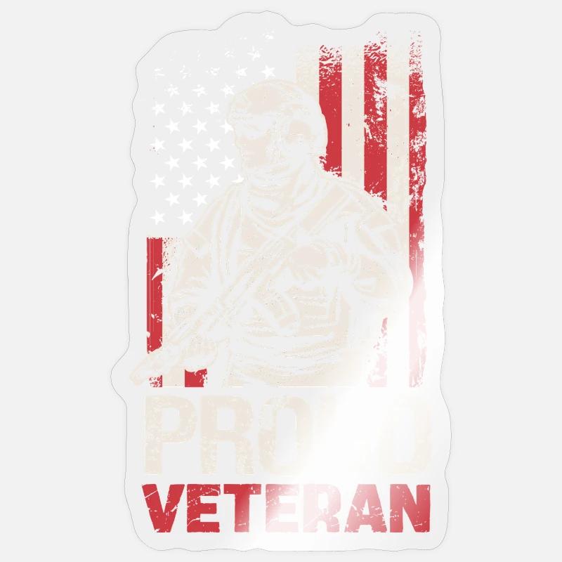 Stolzer Veteran mit US-Flagge - Sticker Größe S (10 x 10 cm) - Transparent glänzend