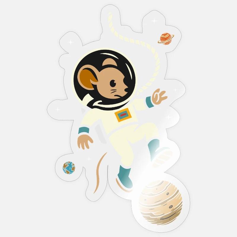 Souris astronaute dans l’espace – Motif mignon de l’espace Sticker taille S (10 x 10 cm)