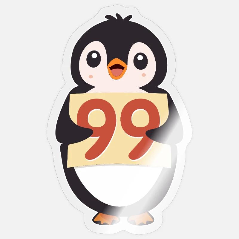 Penguin 99 Countdown Sign - Sticker size S (10 x 10 cm) - transparent glossy