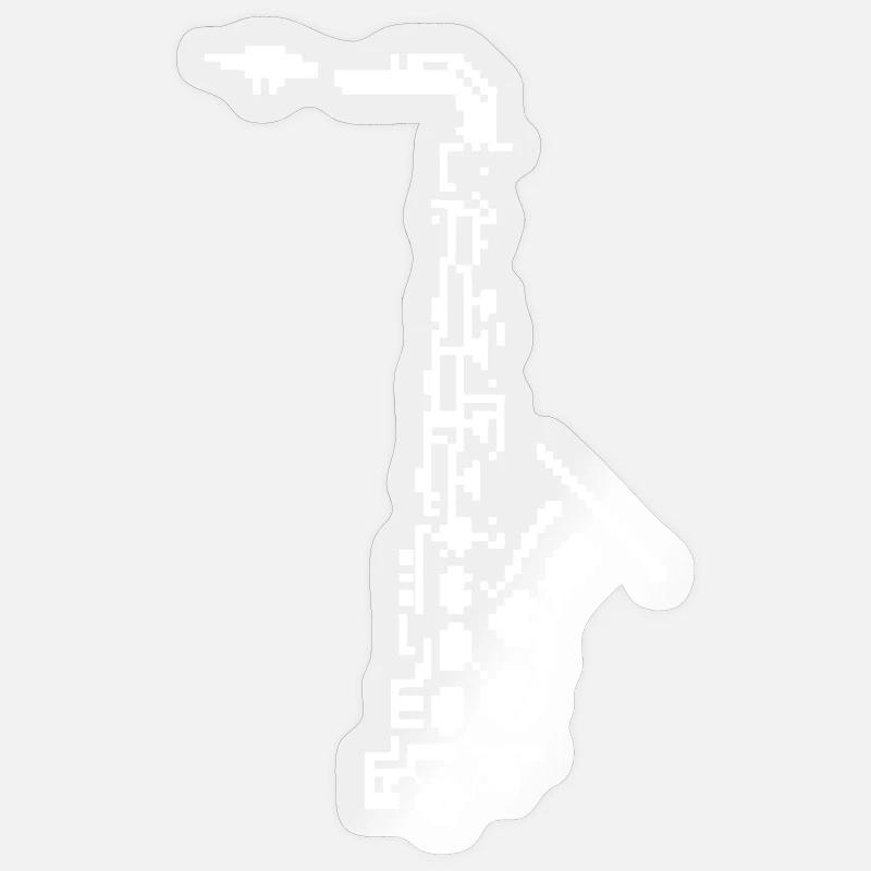 Saxophone Pixel Art - Sticker taille S (10 x 10 cm) - brillant transparent