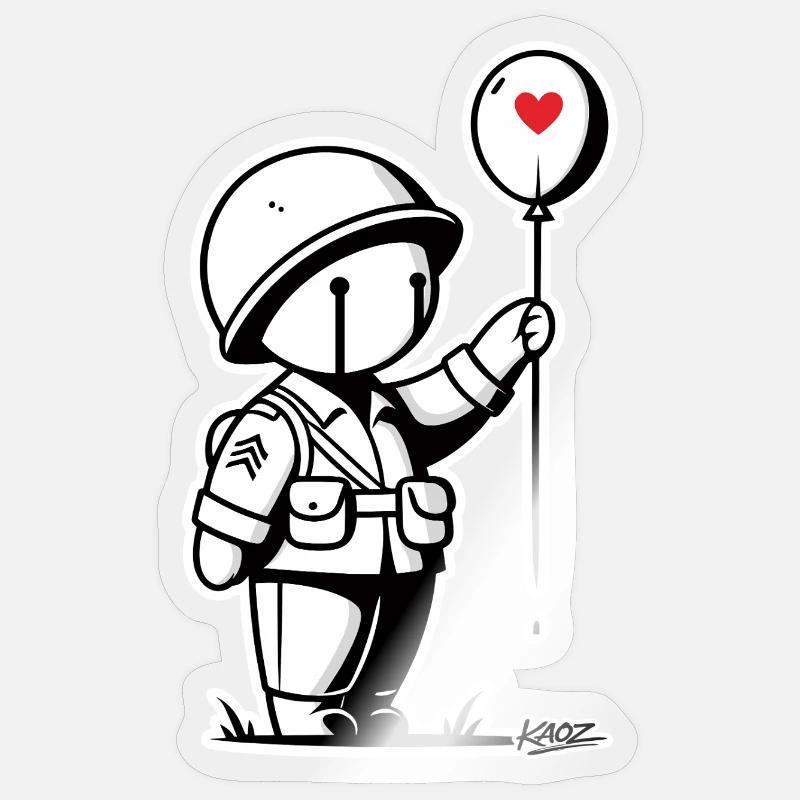 Loving Tiny Soldier Balloon - Sticker size S (10 x 10 cm) - transparent glossy