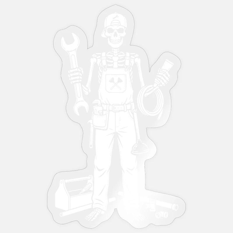 Skeleton Mechanic with Tools - Sticker size S (10 x 10 cm) - transparent glossy