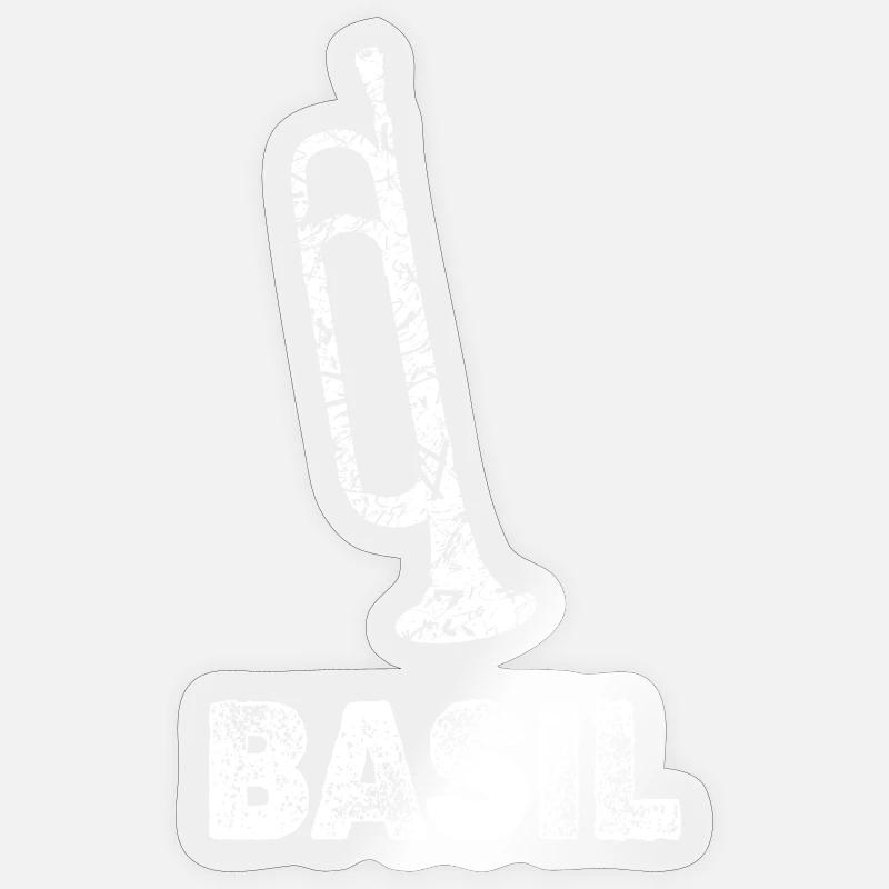 Trompeten Basil - Sticker Größe S (10 x 10 cm) - Transparent glänzend