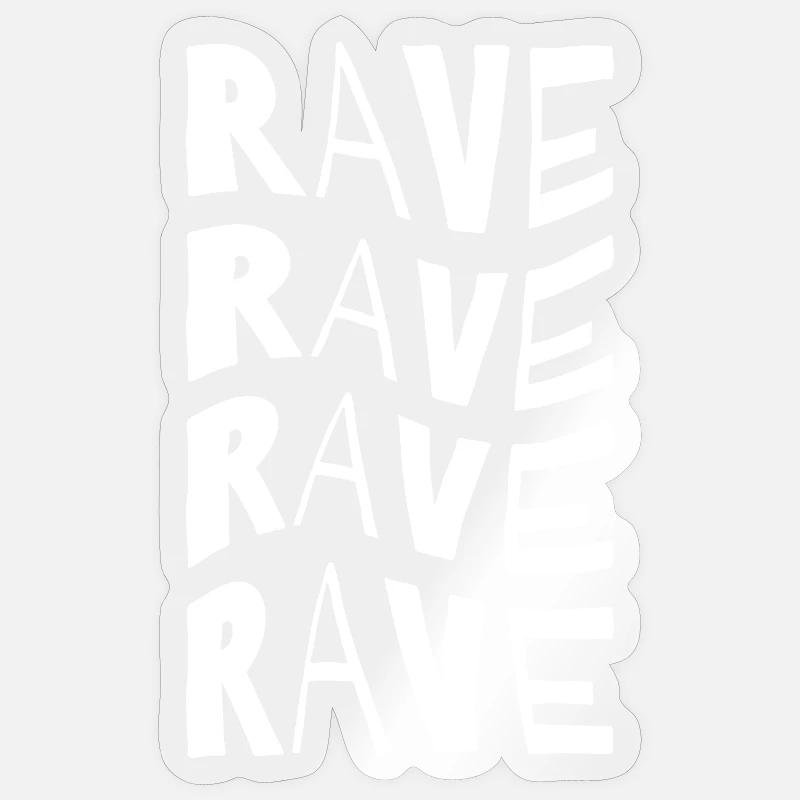 Typographie Rave Repeat - Sticker taille S (10 x 10 cm) - brillant transparent