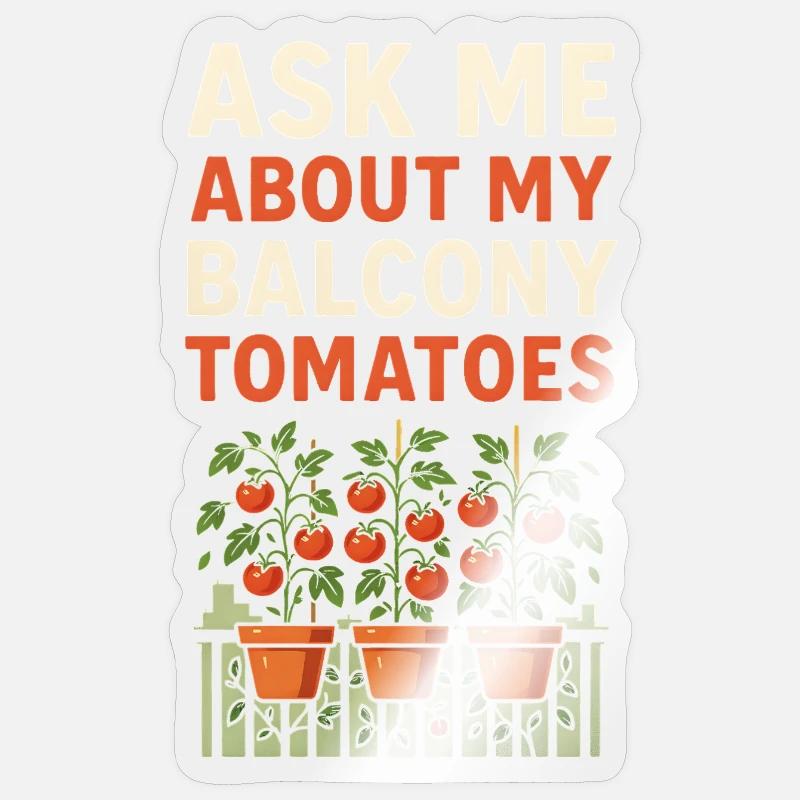 Tomates de balcon | Jardinage urbain - Sticker taille S (10 x 10 cm) - brillant transparent