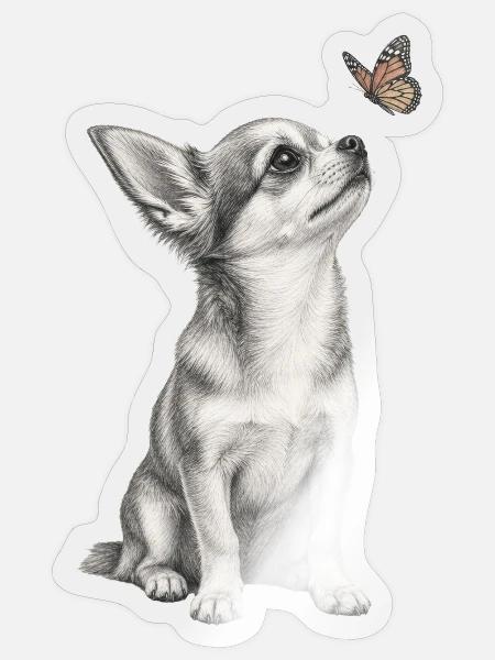 Chihuahua Welpe Design für Hundeliebhaber Fans - Sticker Größe S (10 x 10 cm) - Transparent glänzend