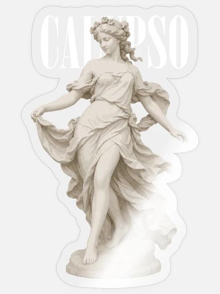 Calypso-Göttin in drapiertem Kleid - Sticker Größe S (10 x 10 cm) - Transparent glänzend