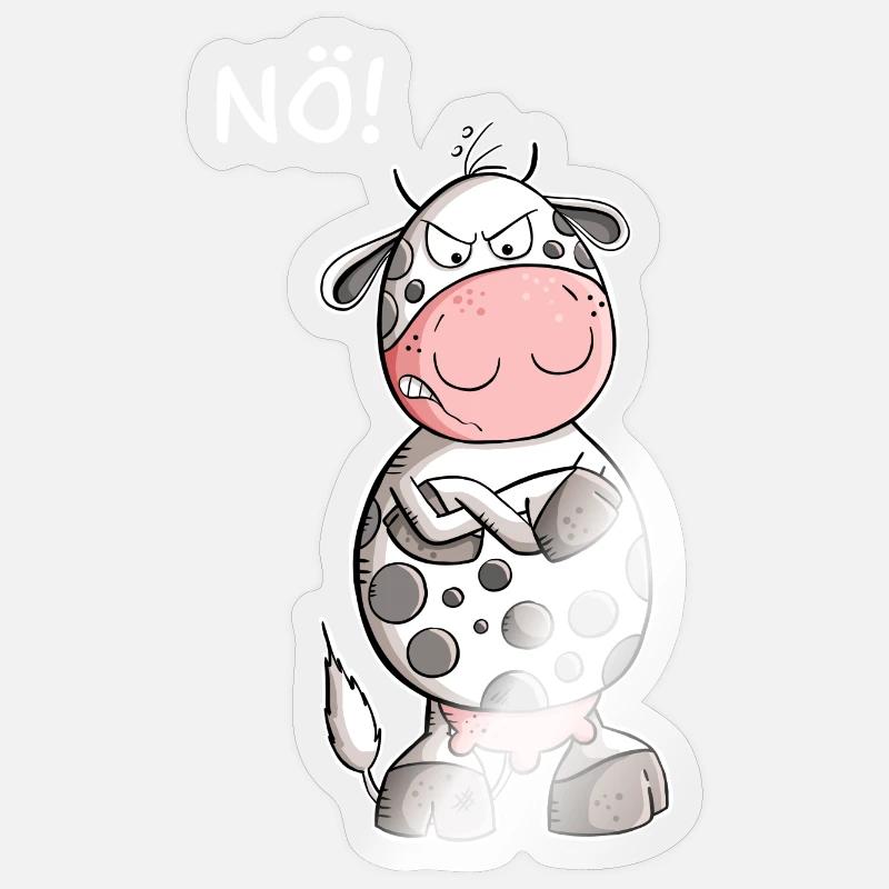 Nö Kuh I Statement Einfach Nö Design I Nein - Sticker Größe S (10 x 10 cm) - Transparent glänzend