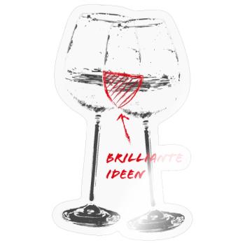 Weingläser- brilliante Ideen - Sticker Größe S (10 x 10 cm) - Transparent glänzend - Vorne