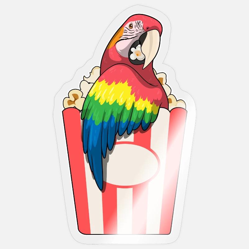 Papagei Popcorn - Sticker Größe S (10 x 10 cm) - Transparent glänzend