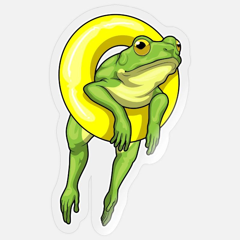 Frosch Schwimmen Rettungsring - Sticker Größe S (10 x 10 cm) - Transparent glänzend