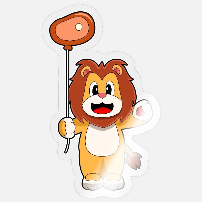Löwe Luftballon Fleisch - Sticker Größe S (10 x 10 cm) - Transparent glänzend
