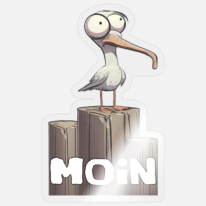 Möwe moin Sticker Größe S (10 x 10 cm)