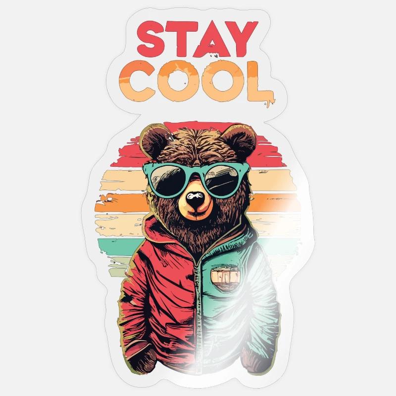 Chilling in bear style - Sticker size S (10 x 10 cm) - transparent glossy
