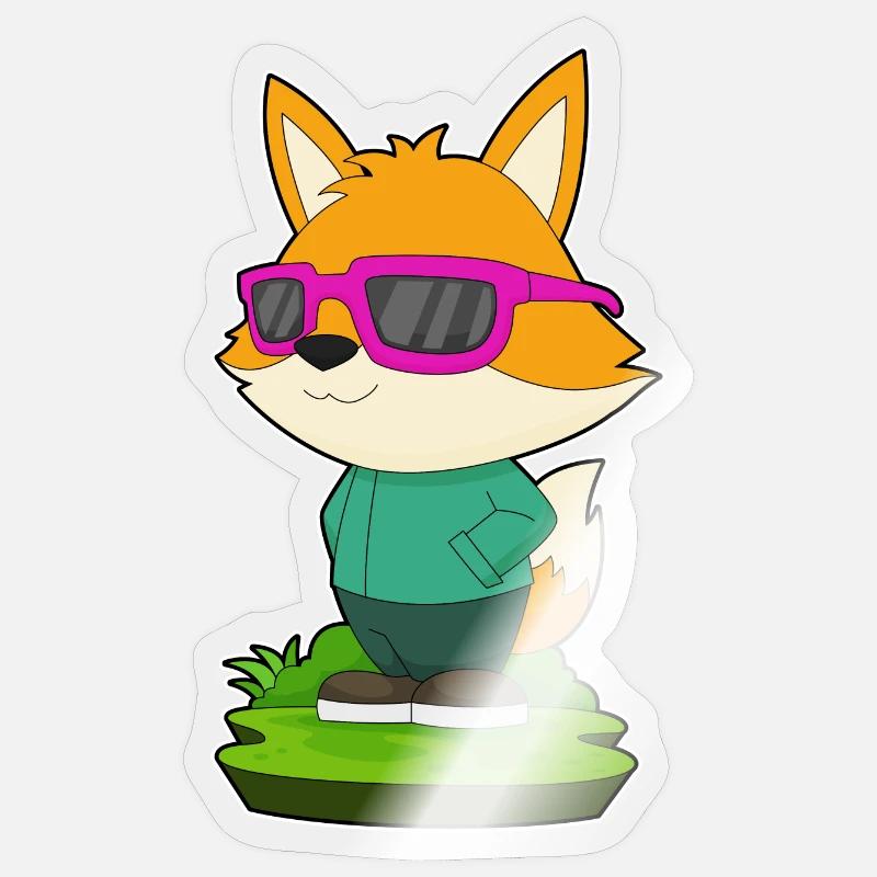 Fuchs Sonnenbrille - Sticker Größe S (10 x 10 cm) - Transparent glänzend