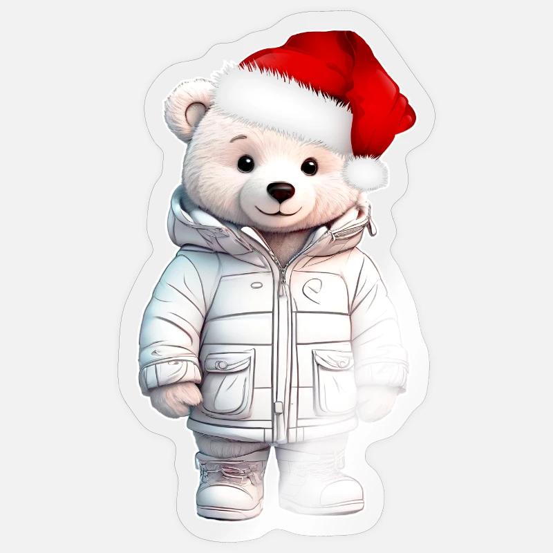 Noël de l’ours - Sticker taille S (10 x 10 cm) - brillant transparent