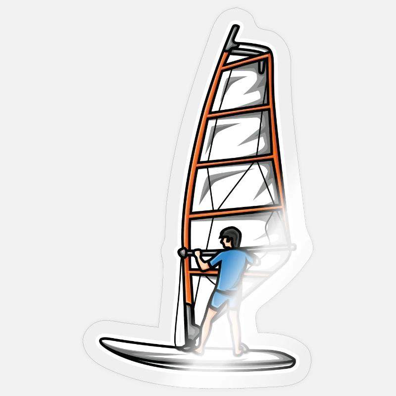 Lustiger Windsurfer Junge - Sticker Größe S (10 x 10 cm) - Transparent glänzend