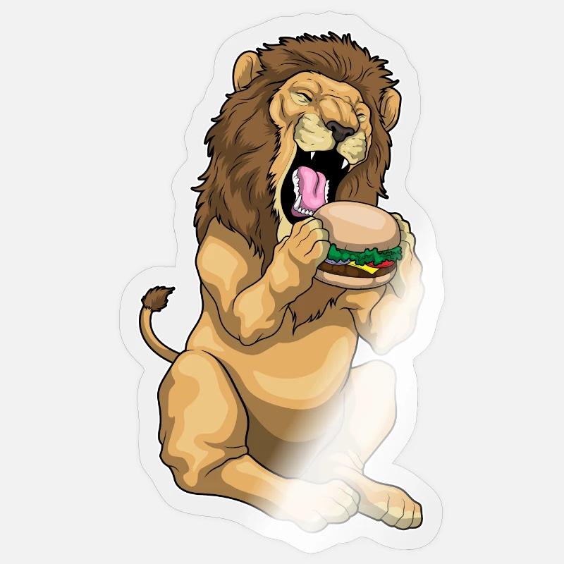 Löwe Burger - Sticker Größe S (10 x 10 cm) - Transparent glänzend