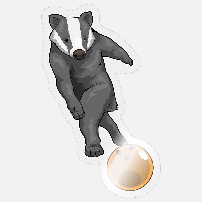 Badger Boule de bowling - Sticker taille S (10 x 10 cm) - brillant transparent