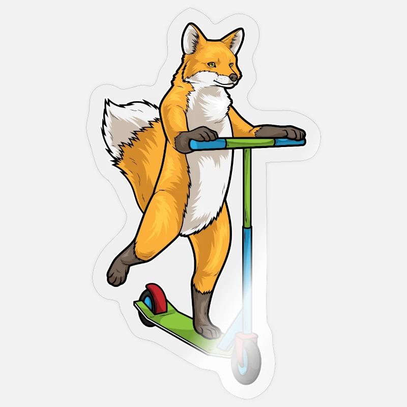 Fuchs Tretroller - Sticker Größe S (10 x 10 cm) - Transparent glänzend