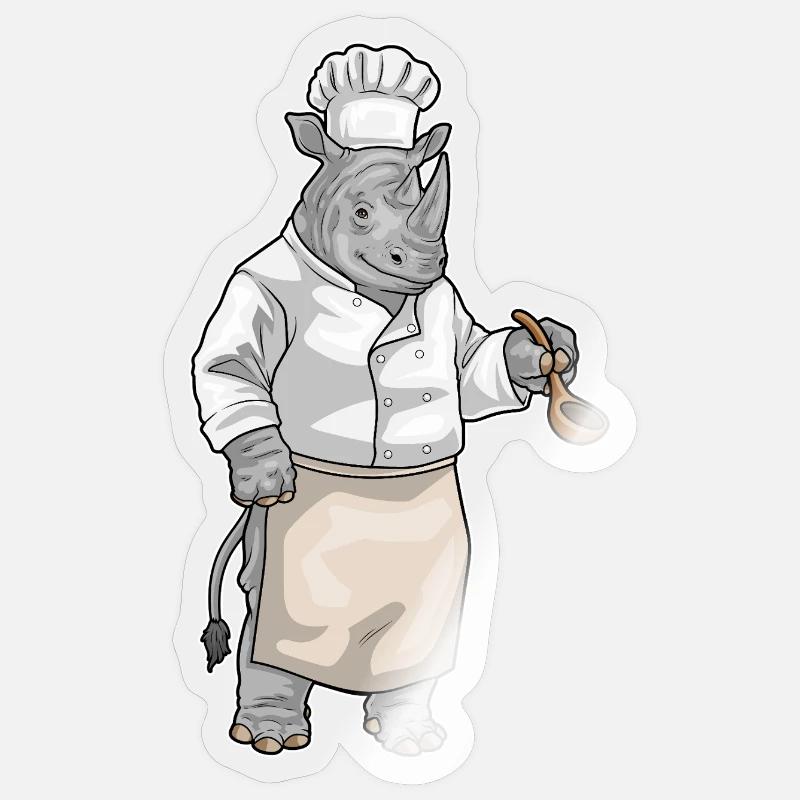 Rhinocéros Cuisson Cuisson Cuiller Cuisson - Sticker taille S (10 x 10 cm) - brillant transparent