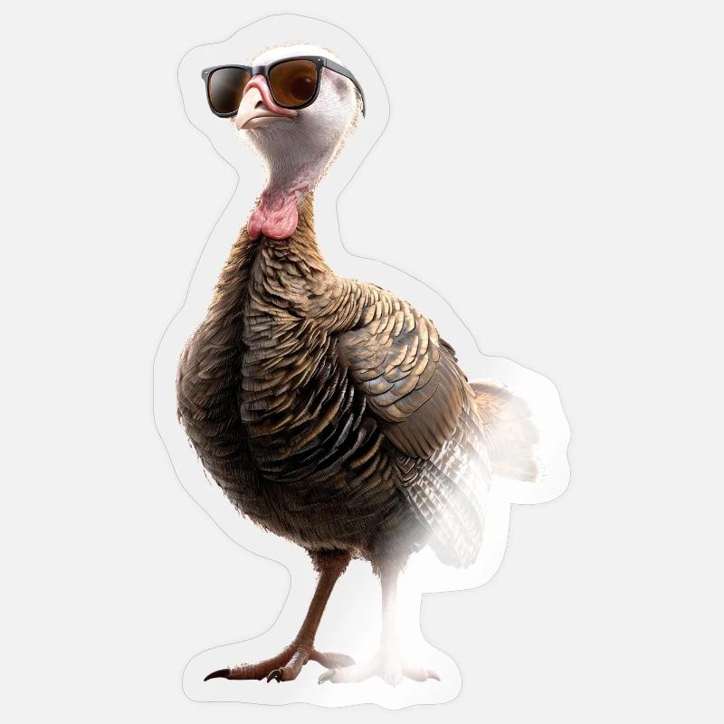 Dinde Poules Oiseaux Dinde - Sticker taille S (10 x 10 cm) - brillant transparent