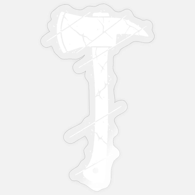 Firefighter Axe Hatchet Grunge Cracked Vector Sticker size S (10 x 10 cm)