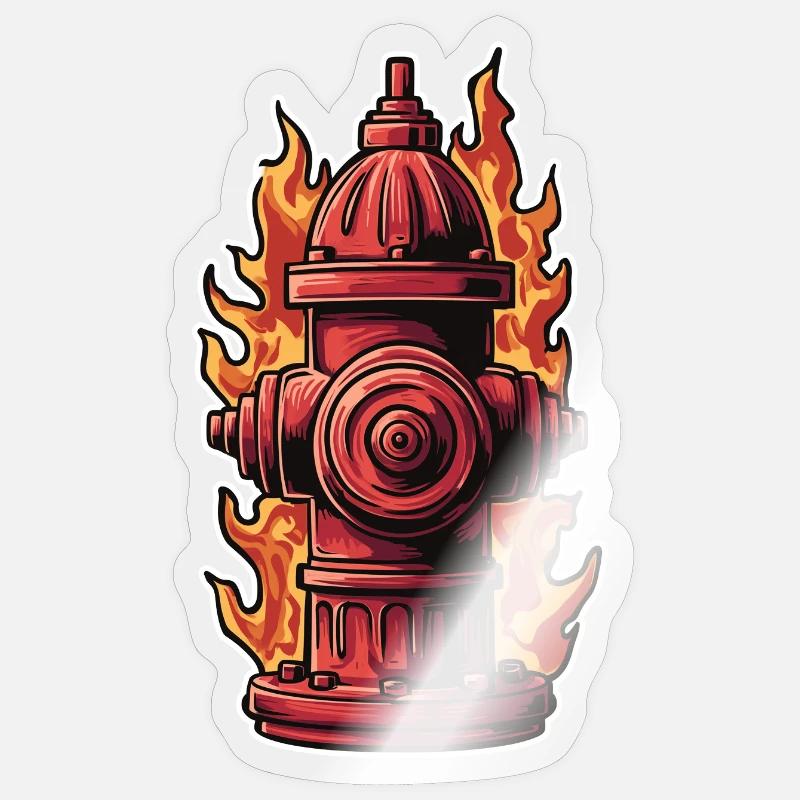 Fire Brigade Dad T-Shirt Gift Fire Brigade Fire Hydrant Sticker size S (10 x 10 cm)