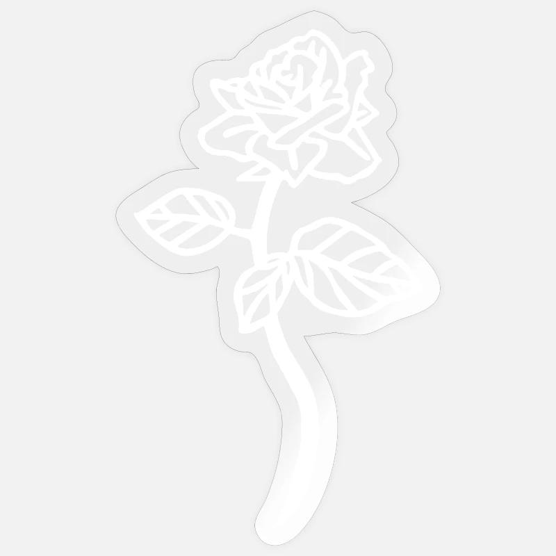 La rose blanche - Sticker taille S (10 x 10 cm) - brillant transparent