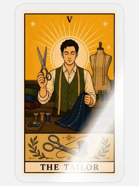 Schneider | Nähen Mode Handwerk Tarot - Sticker Größe S (10 x 10 cm) - Transparent glänzend