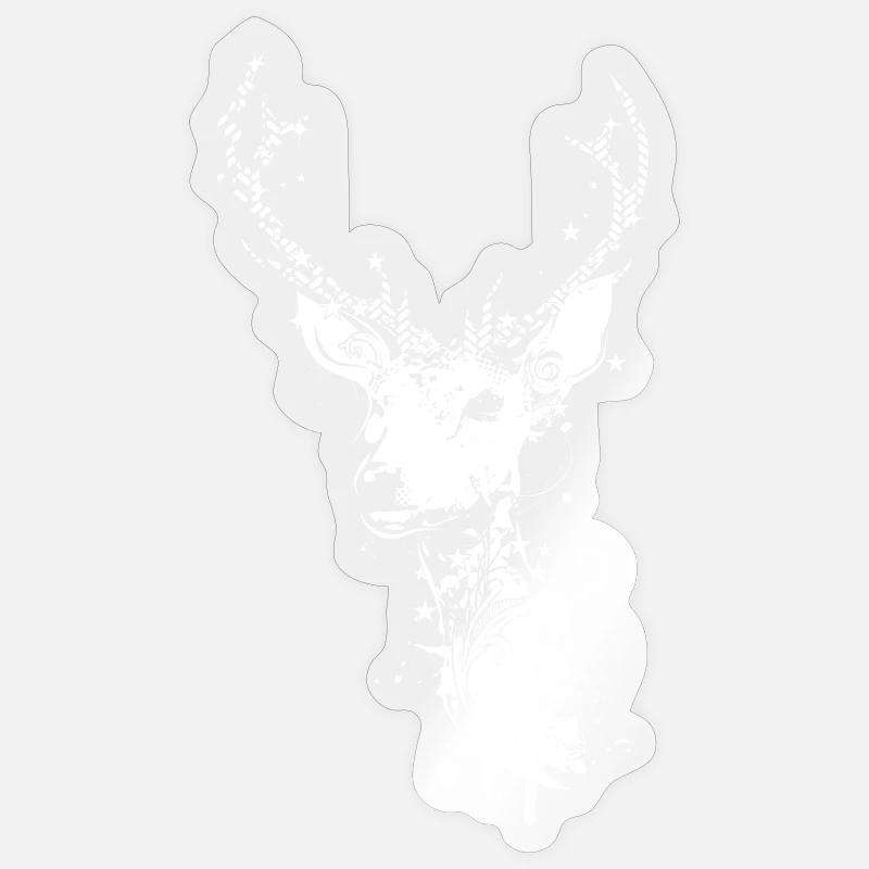 A white deer head - Sticker size S (10 x 10 cm) - transparent glossy
