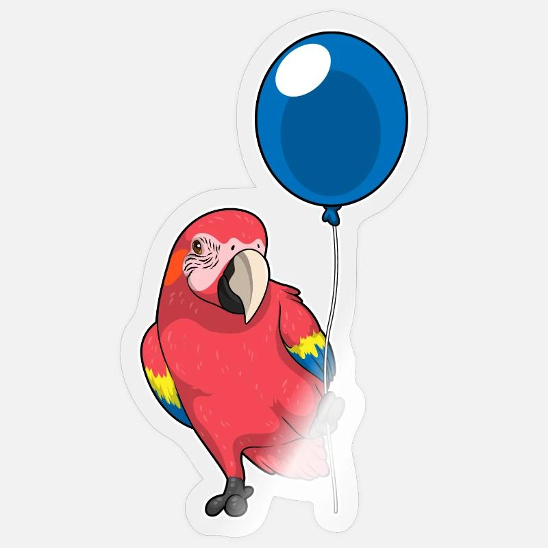 Ballon perroquet - Sticker taille S (10 x 10 cm) - brillant transparent