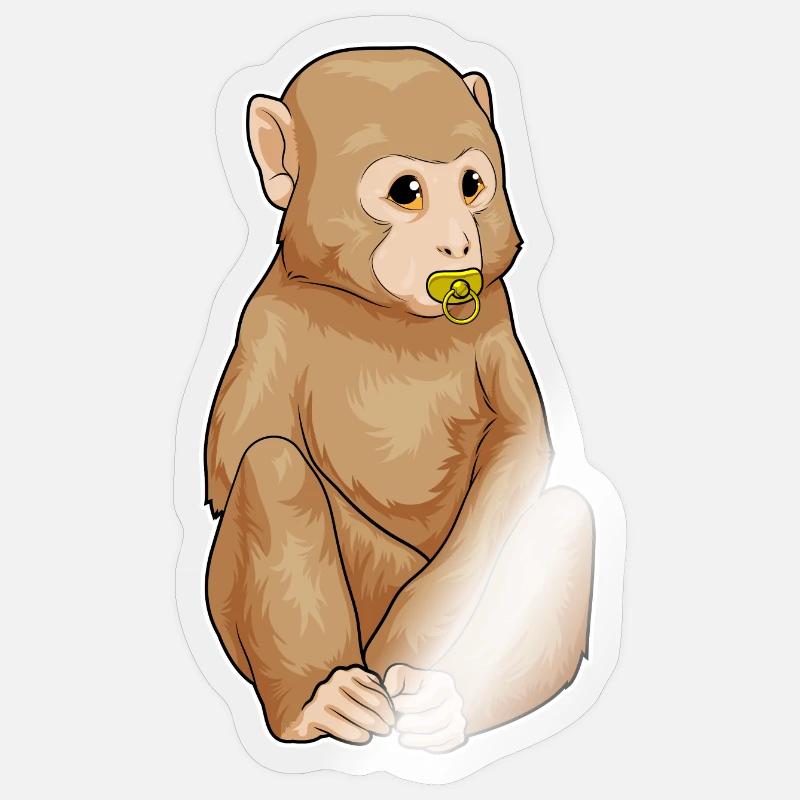 Affe Schnuller - Sticker Größe S (10 x 10 cm) - Transparent glänzend
