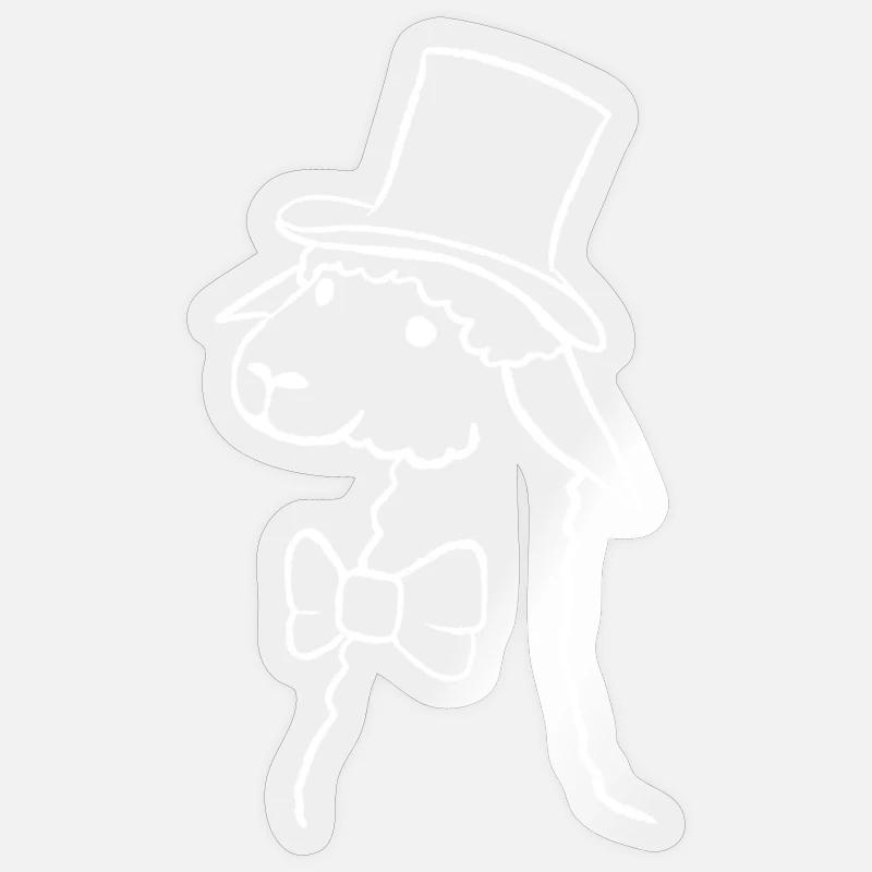 Alpaka mit Hut - Sticker Größe S (10 x 10 cm) - Transparent glänzend